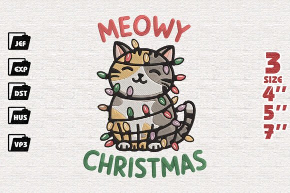 Adorable Cat Christmas Embroidery