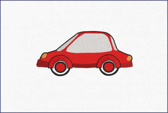 Baby Red Car Embroidery Design