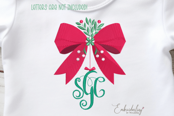 Christmas Bow Monogram Frame Embroidery