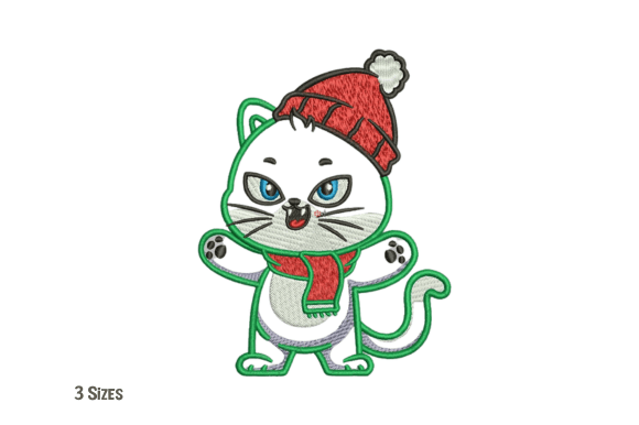 Christmas Cat Applique Embroidery Design