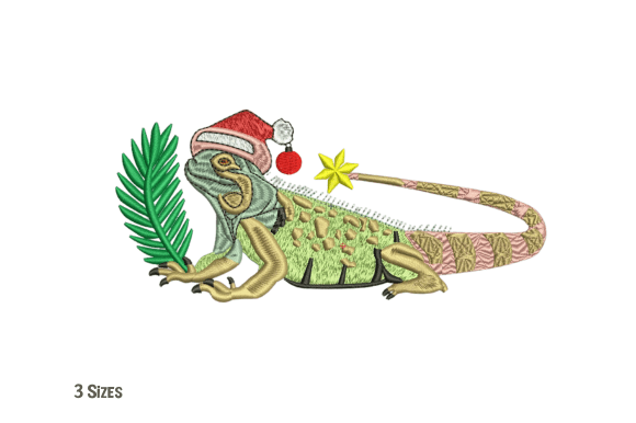 Christmas Chameleon Embroidery Design