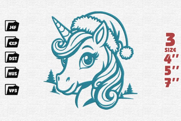 Christmas Magic Santa's Unicorn Embroidery