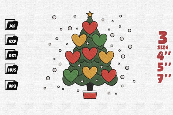 Christmas Tree Heart Embroidery