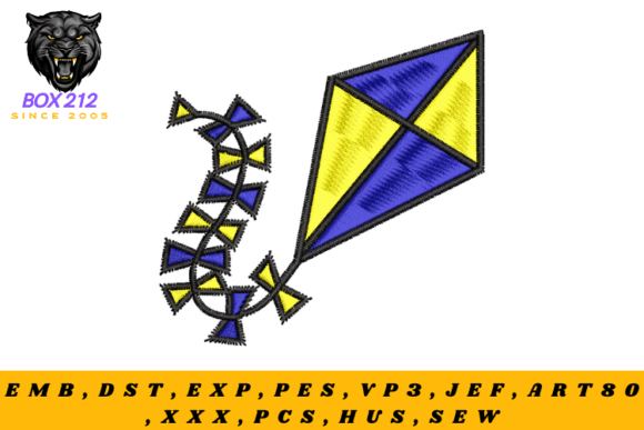 Colorful Kite Embroidery Design