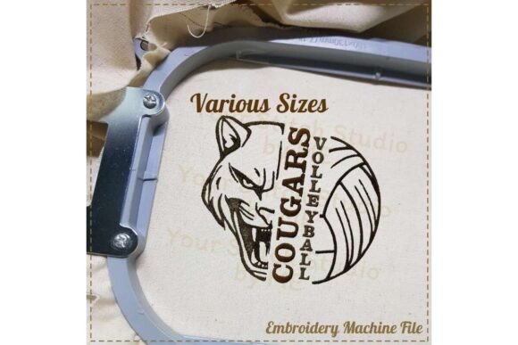 Cougar Volleyball Embroidery Design
