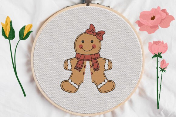 Cute Gingerbread Girl Applique Embroidery