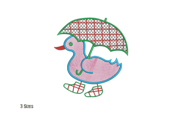 Duck with Umbrella Embroidery Design