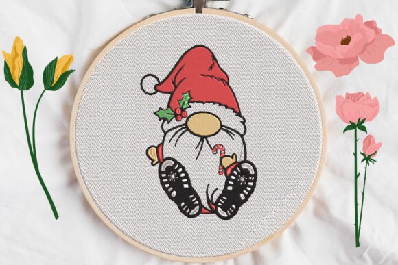 Merry Christmas Gnome Embroidery 1