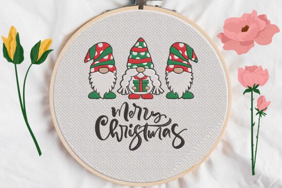 Merry Christmas Gnome Embroidery