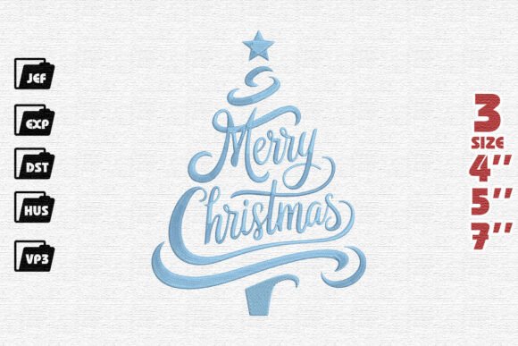 Merry Christmas Tree Embroidery