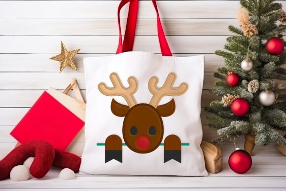 Peeking Reindeer Applique Embroidery