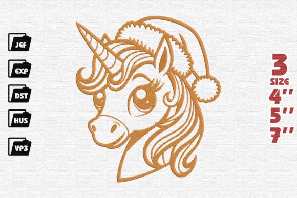 Santa's Jolly Unicorn Embroidery