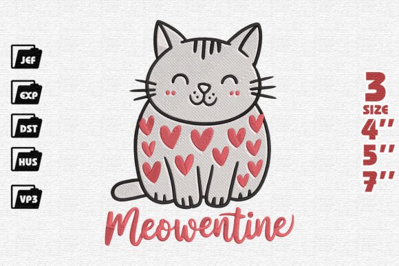 Valentine Kitten Embroidery