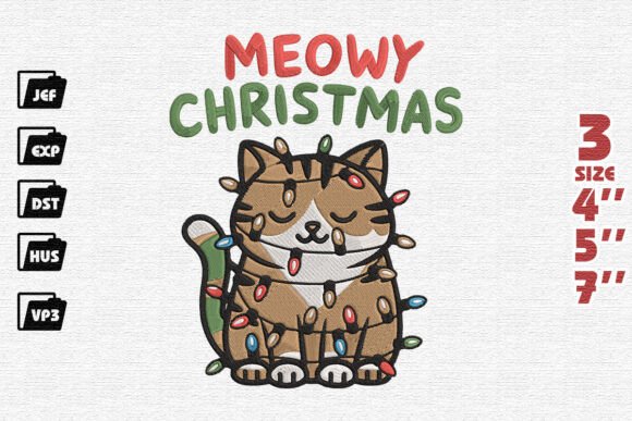 Whiskers and Wonderland, Cute Cat Christmas Embroidery